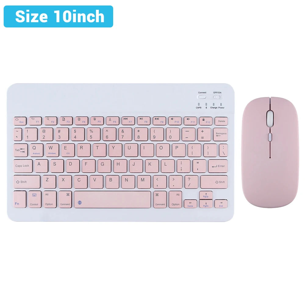 Bluetooth Wireless Keyboard Mouse for Android IOS Huawei Xiaomi Tablet for Ipad Air Mini 5 Spanish Korean Russian Keyboard