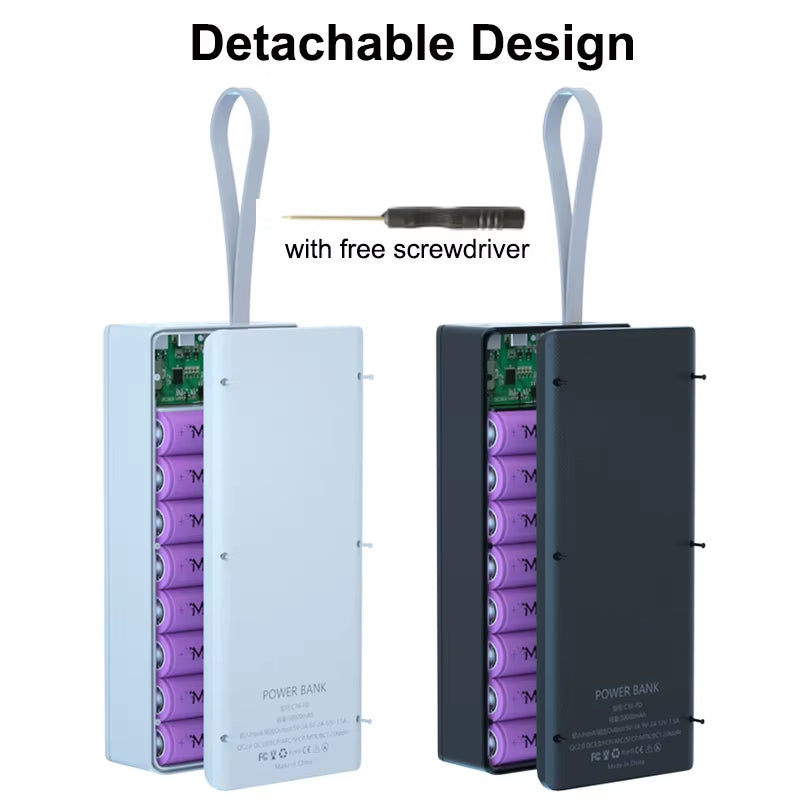 QC3.0 Wireless Charge 16*18650 Battery DIY Power Bank Case Dual USB Mobile Phone Charge 18650 Battery Holder Charging Box