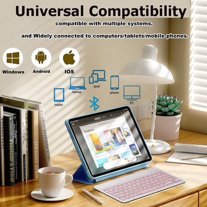 Rechargeable Bluetooth-Compatible Keyboard Portable Compact Wireless Keyboard for Android Windows Ios Tablet Iphone Ipad Samsung