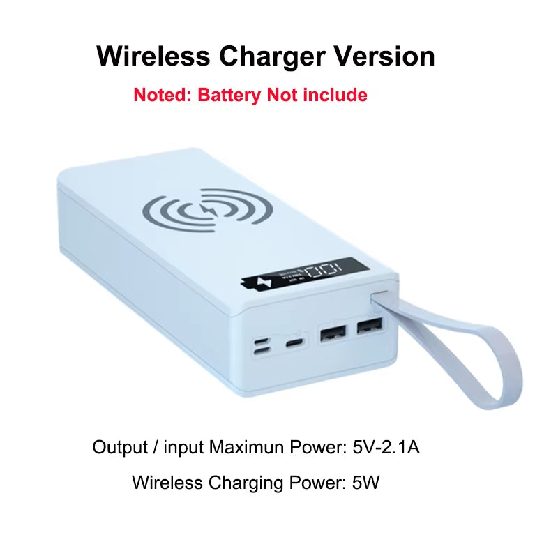 QC3.0 Wireless Charge 16*18650 Battery DIY Power Bank Case Dual USB Mobile Phone Charge 18650 Battery Holder Charging Box