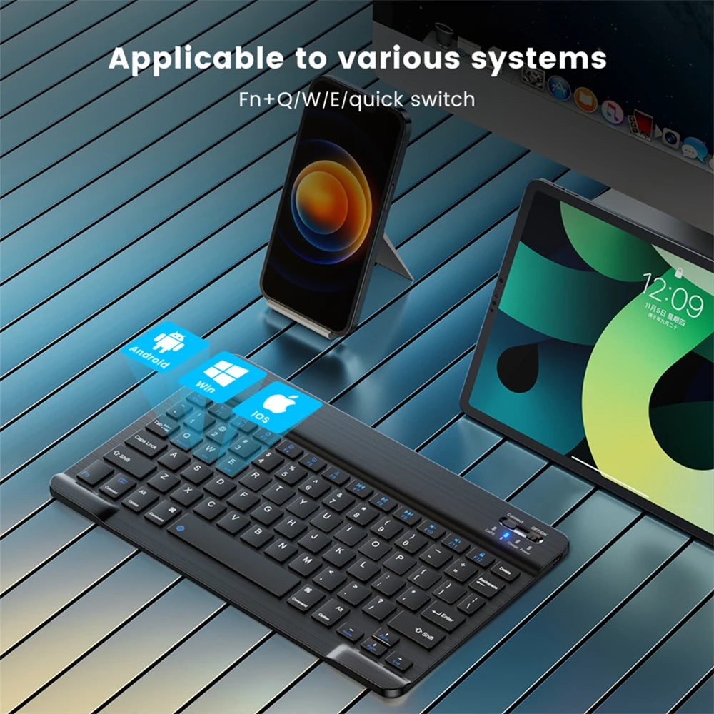 Bluetooth Wireless Keyboard Mouse for Android IOS Huawei Xiaomi Tablet for Ipad Air Mini 5 Spanish Korean Russian Keyboard