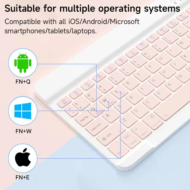 Rechargeable Bluetooth-Compatible Keyboard Portable Compact Wireless Keyboard for Android Windows Ios Tablet Iphone Ipad Samsung