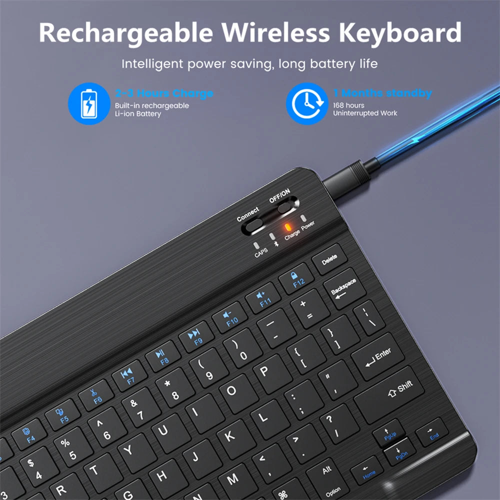 Bluetooth Wireless Keyboard Mouse for Android IOS Huawei Xiaomi Tablet for Ipad Air Mini 5 Spanish Korean Russian Keyboard