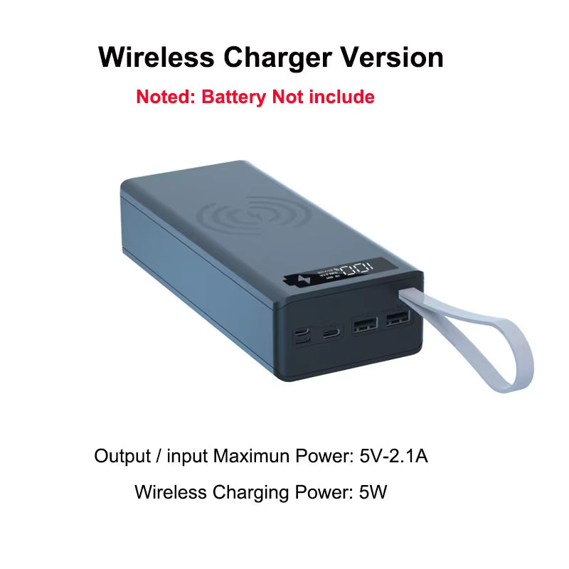 QC3.0 Wireless Charge 16*18650 Battery DIY Power Bank Case Dual USB Mobile Phone Charge 18650 Battery Holder Charging Box