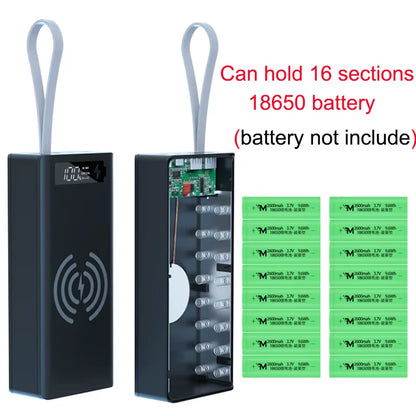 QC3.0 Wireless Charge 16*18650 Battery DIY Power Bank Case Dual USB Mobile Phone Charge 18650 Battery Holder Charging Box